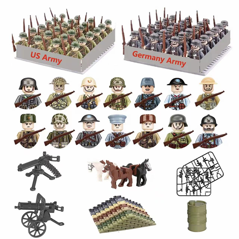 Lego Minifigure Holder - 24pcs/batch WW2 Military Character WW2 Army