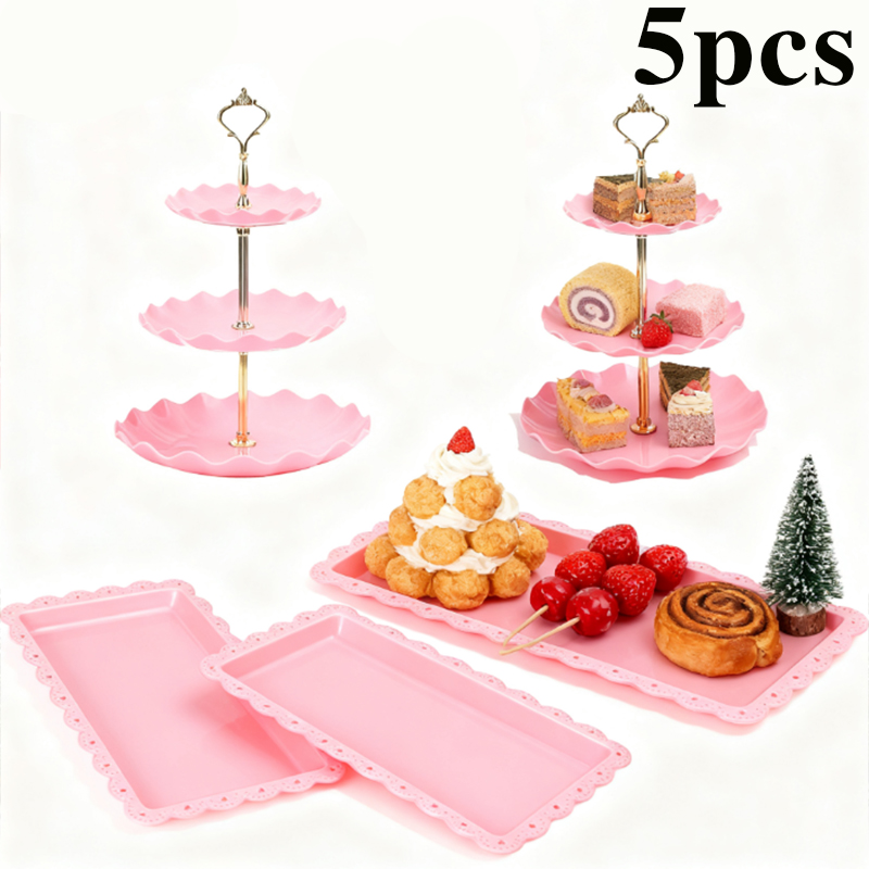 2/5pcs Luxury Pink Cake Rack D - Display Risers Set recension och pris